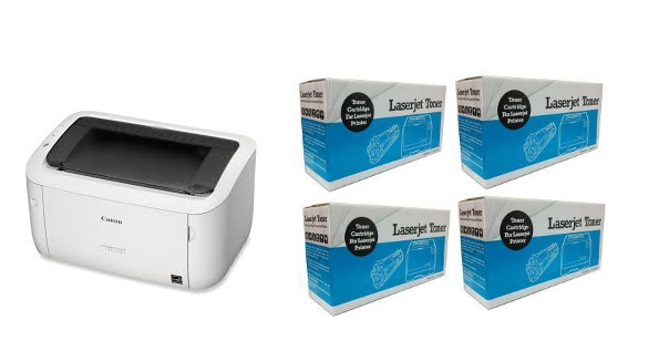 New Canon LBP6030w Mono Laser with Wireless bundle with 4 Units Compatible Toner
