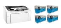 New HP M12w Mono Laser with Wireless bundle with 4 Units Compatible Toner