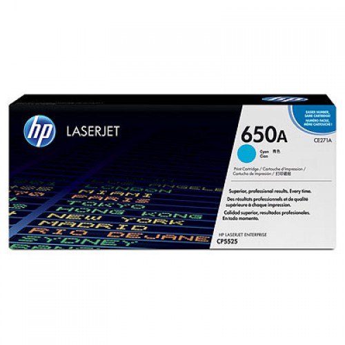 Original Genuine HP 650A Cyan CE271A Toner for CP 5525xh, CP5525n, CP5525dn Printers