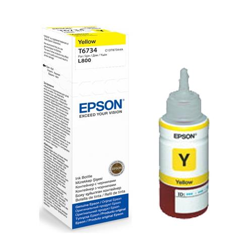 Original Epson T6734 C13T673400 Yellow Ink 70ml for L800 L850 L1800 Ink Tank Printer
